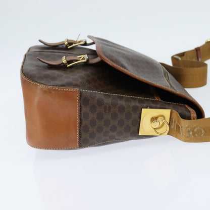 Celine Vintage Macadam Shoulder Bag Canvas and Leather, BROWN, CANVAS, Shoulder bag