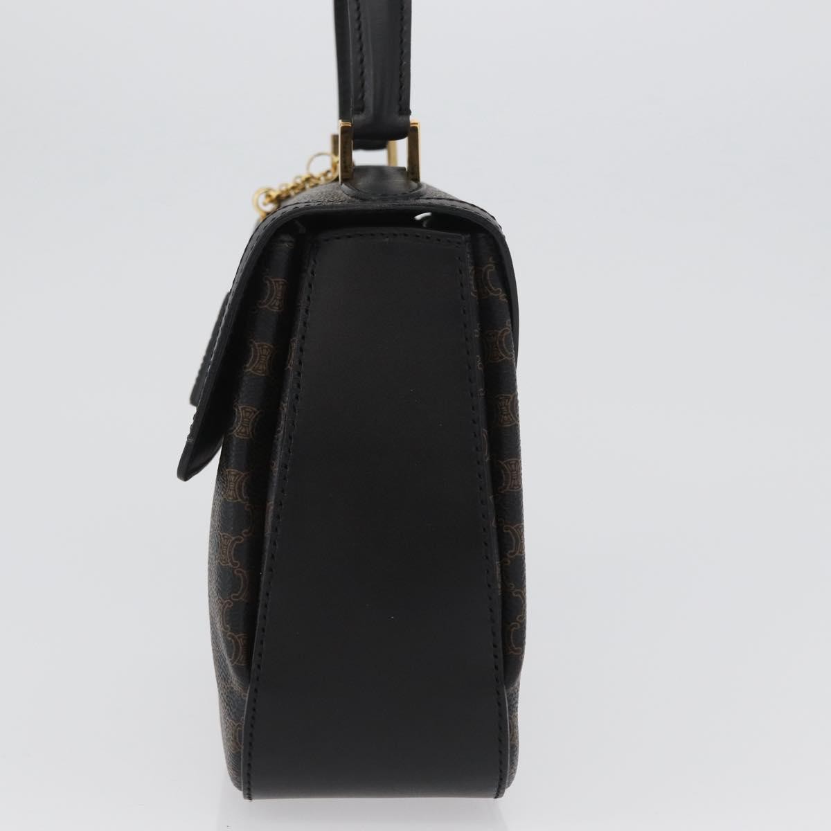 Celine Vintage Convertible Top Handle Bag Macadam Coated Canvas, Black, Canvas, Handbag