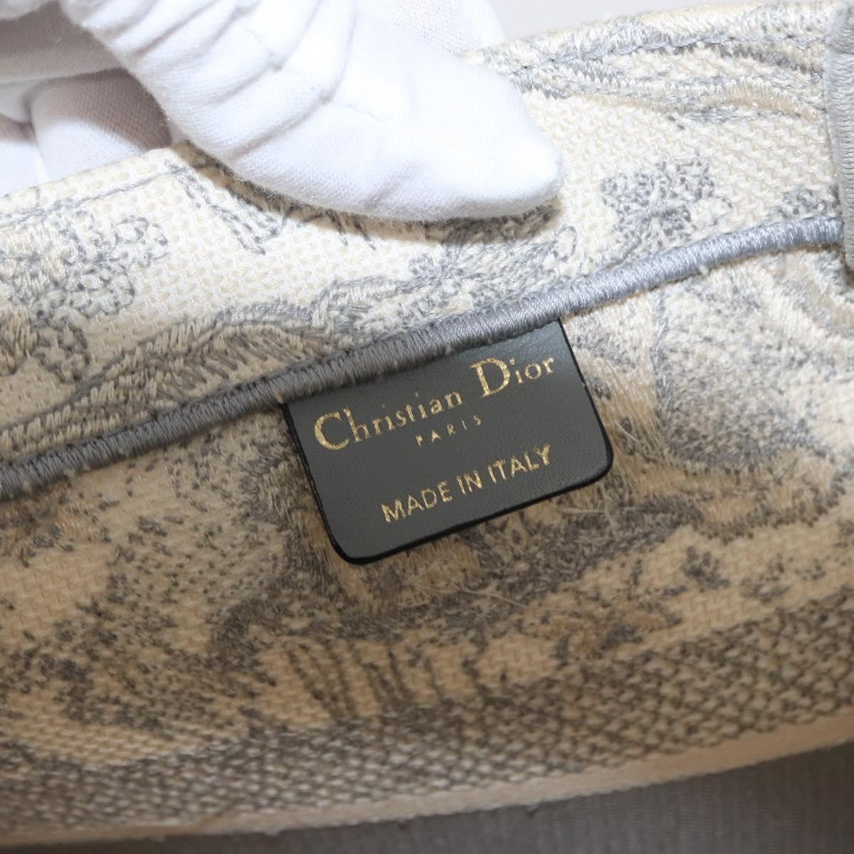 Christian Dior Book Tote Embroidered Canvas, GRAY, CANVAS, Tote bag