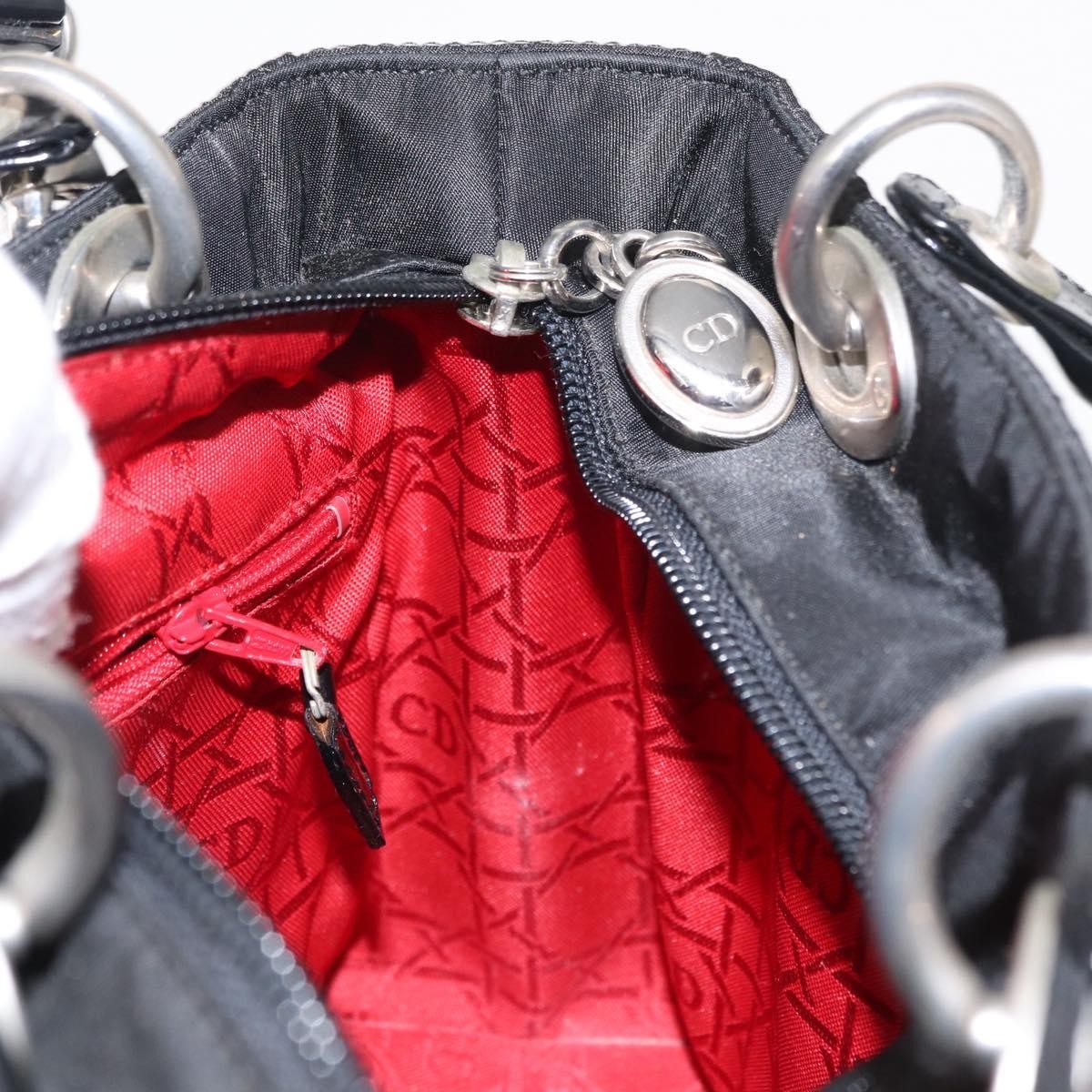 Christian Dior Vintage Lady Dior Bag Cannage Quilt Nylon, BLACK, NYLON, Handbag