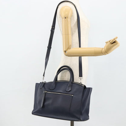 Bally Vintage Handbag Leather, Navy, Leather, Handbag