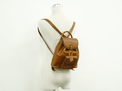 Gucci Vintage Bamboo Backpack Leather, BROWN, LEATHER, Backpack