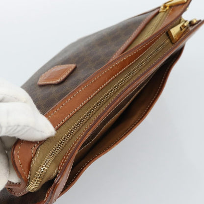 Celine Macadam Pochette Canvas, Brown, Canvas, Clutch