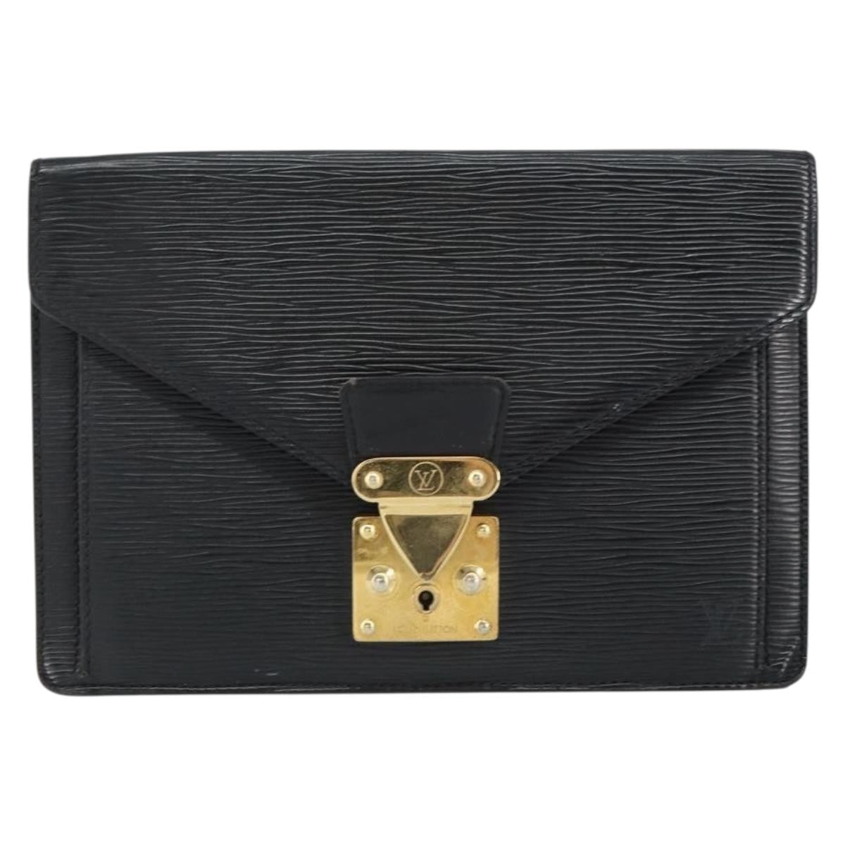 Louis Vuitton Dragonne Pochette Epi Leather, BLACK, LEATHER, Clutche & pouche