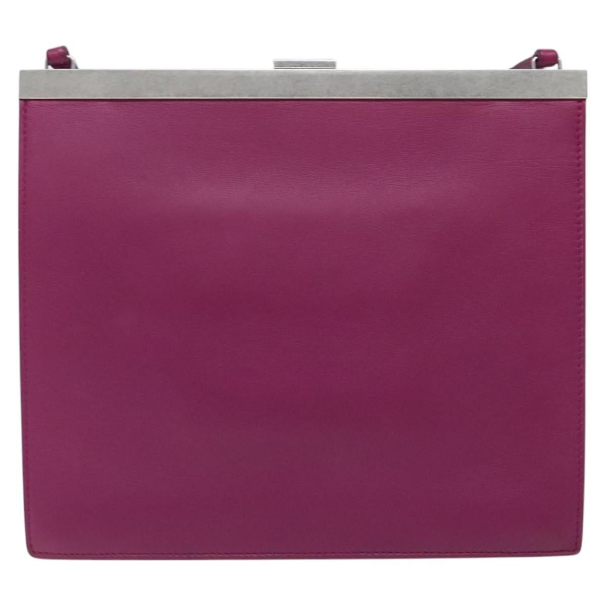 Celine Clasp Crossbody Bag Leather, PURPLE, LEATHER, Crossbody bag