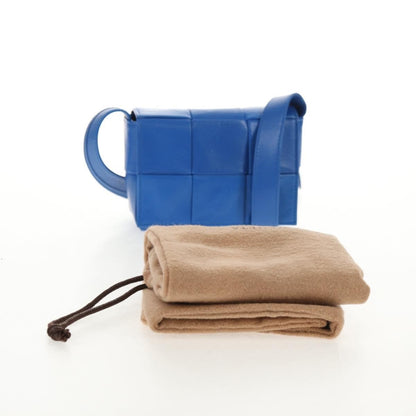 Bottega Veneta Fun Cassette Crossbody Bag Maxi Intrecciato Leather, BLUE, LEATHER, Crossbody bag