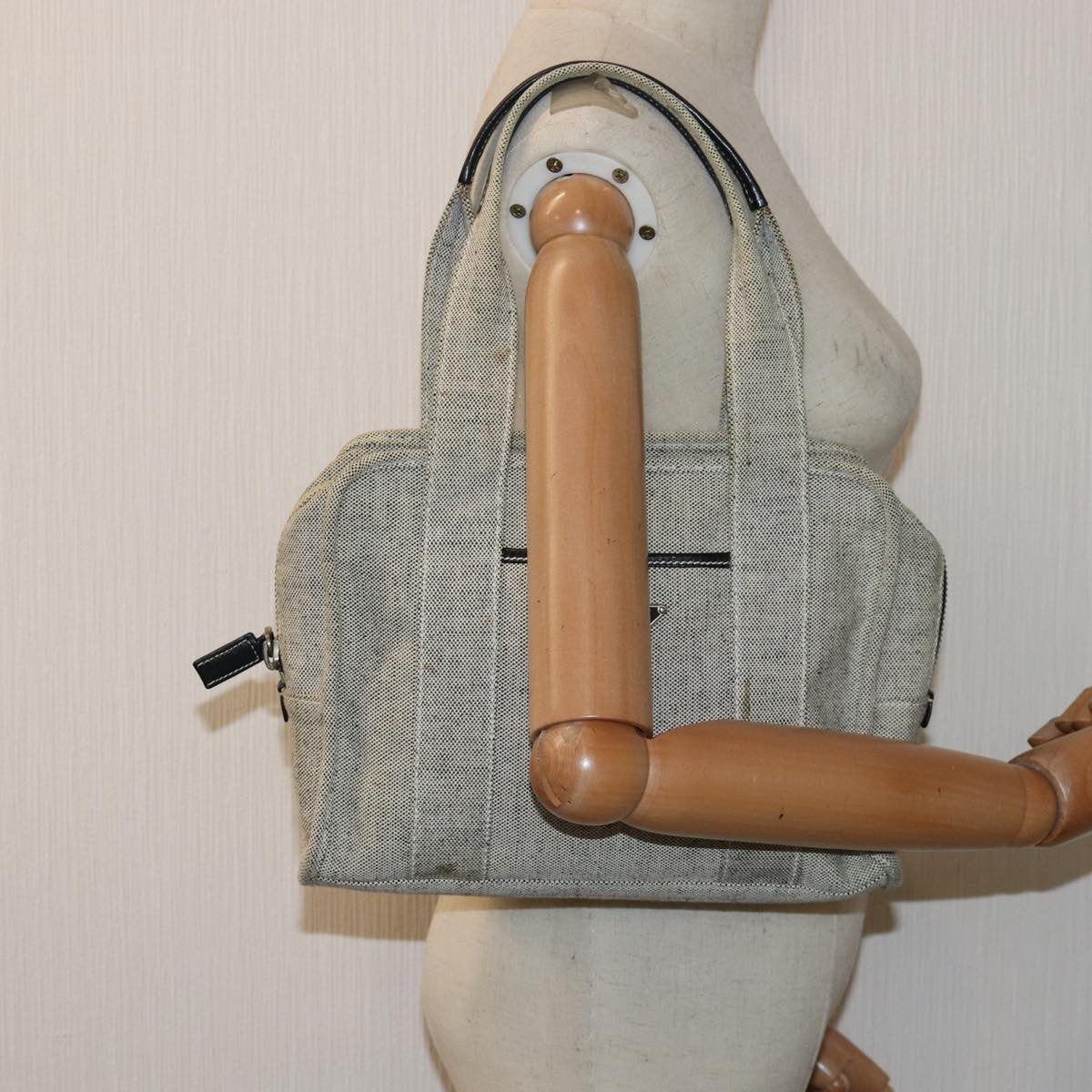 Prada Vintage Handbag Canvas, GRAY, CANVAS, Handbag