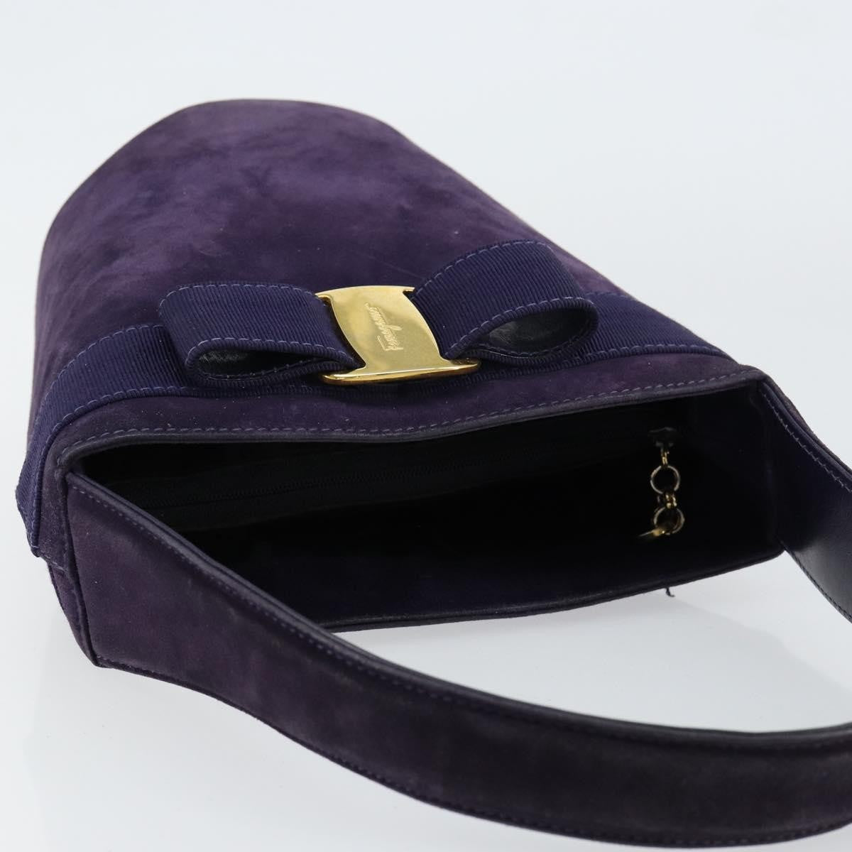 Salvatore Ferragamo Vara Bow Top Handle Bucket Bag Suede, PURPLE, SUEDE, Handbag
