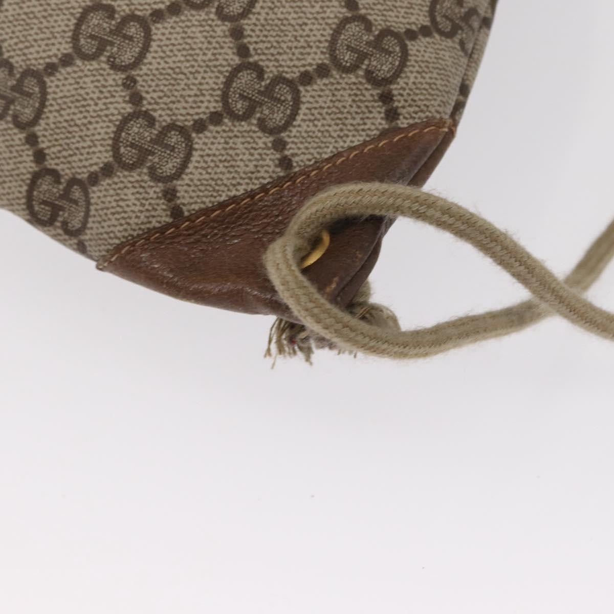 Gucci Drawstring Shoulder Bag GG Canvas with Leather, BEIGE, PVC, Shoulder bag