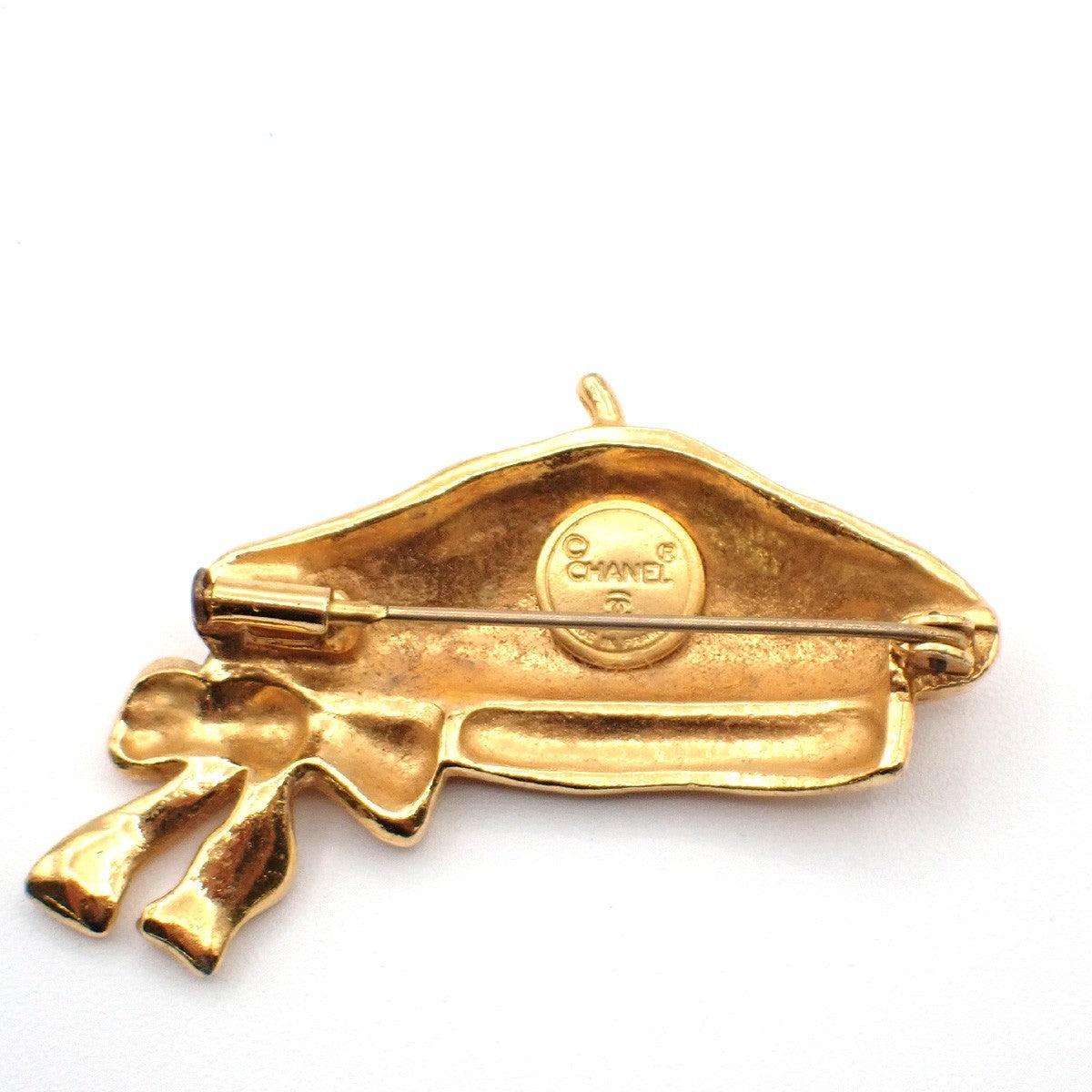 Chanel Beret Hat Brooch Gold Plated, GOLD, GOLD_PLATED, Brooch