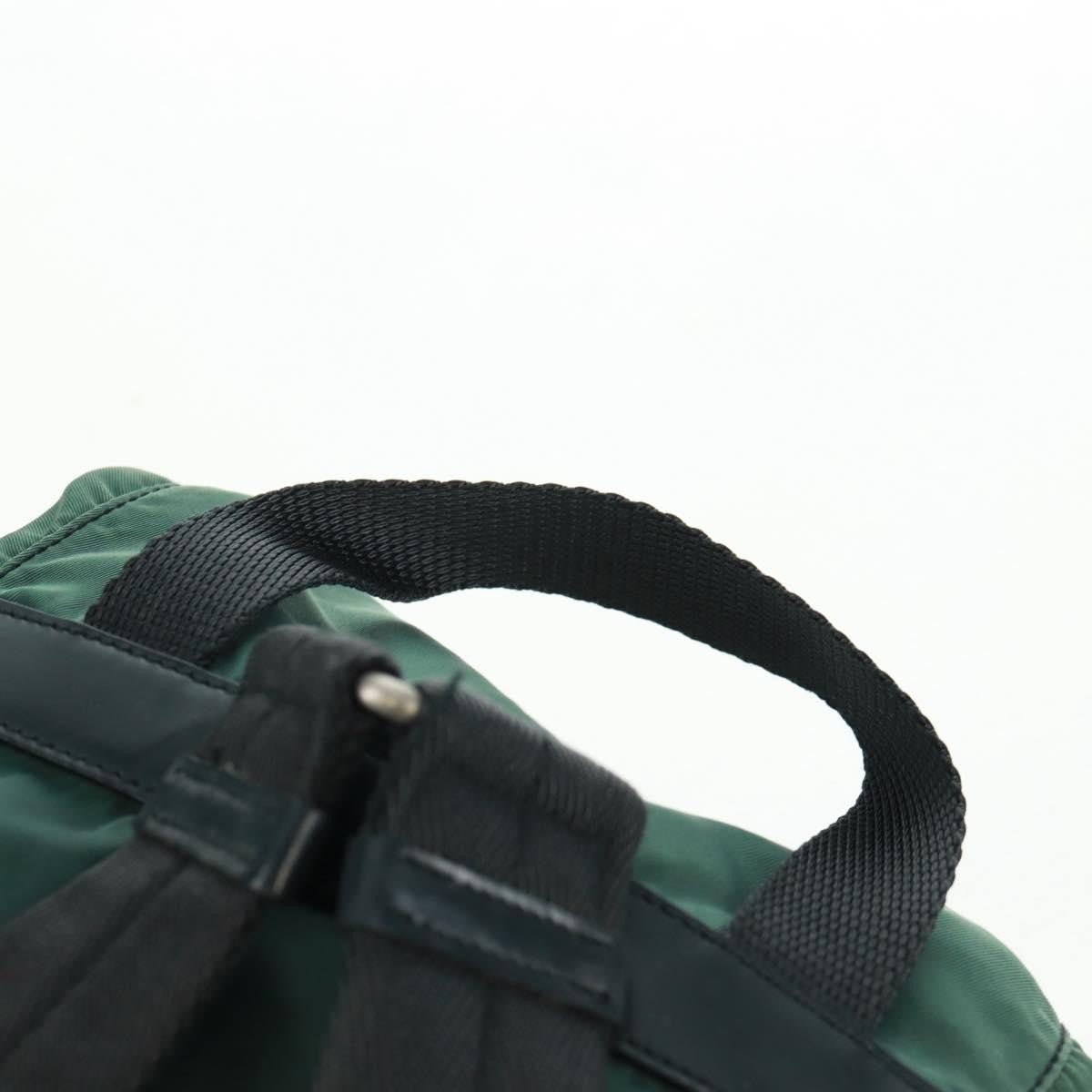 Prada Vela Double Front Pocket Backpack Tessuto with Saffiano Leather, GREEN, NYLON, Backpack