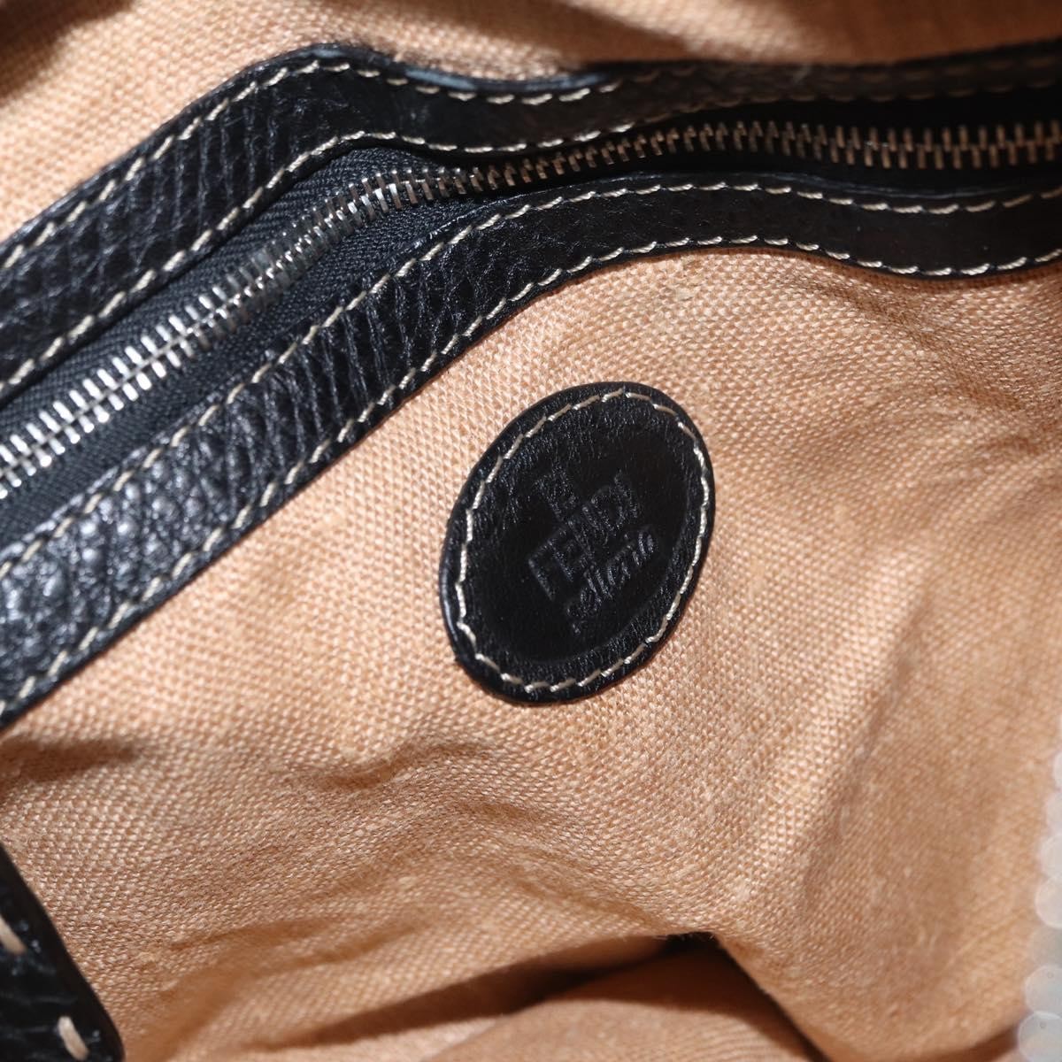 Fendi Vintage Selleria Zip Messenger Bag Leather, BLACK, LEATHER, Shoulder bag