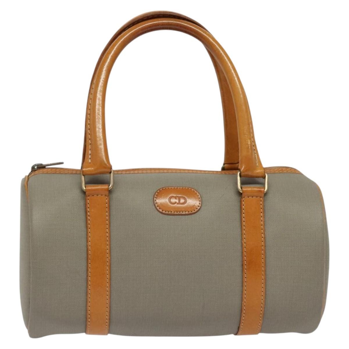 Christian Dior Vintage CD Handbag Canvas, GRAY, CANVAS, Handbag