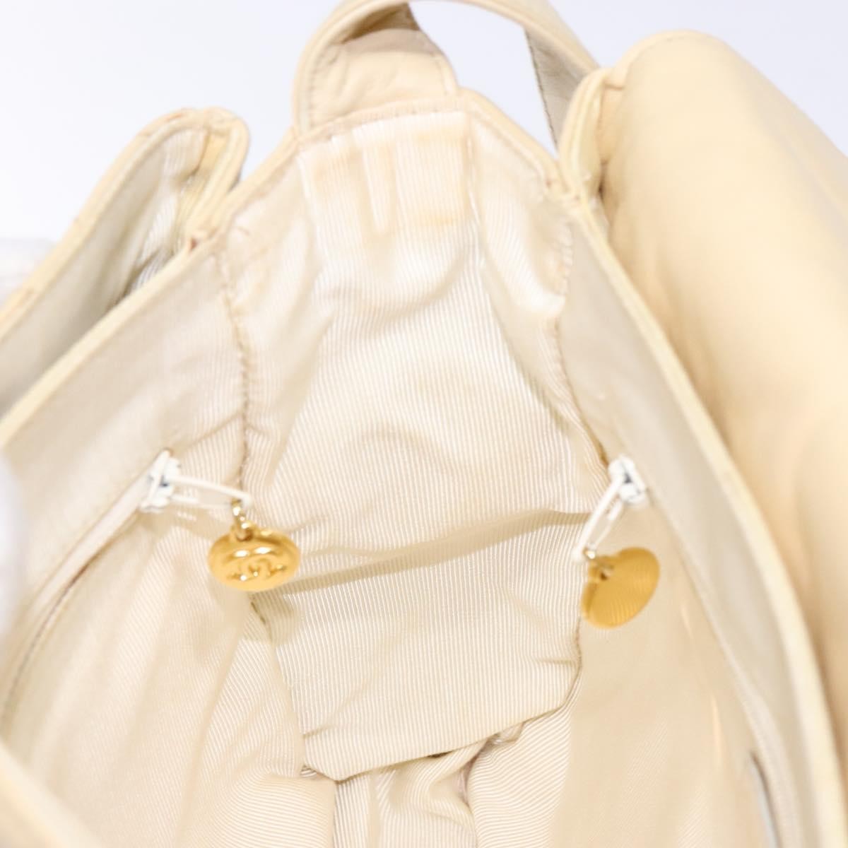 Chanel Vintage CC Flap Crossbody Bag Quilted Lambskin, BEIGE, LEATHER, Shoulder bag