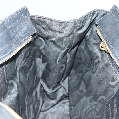 Salvatore Ferragamo Vala Shoulder Bag Canvas, BLACK, CANVAS, Shoulder bag