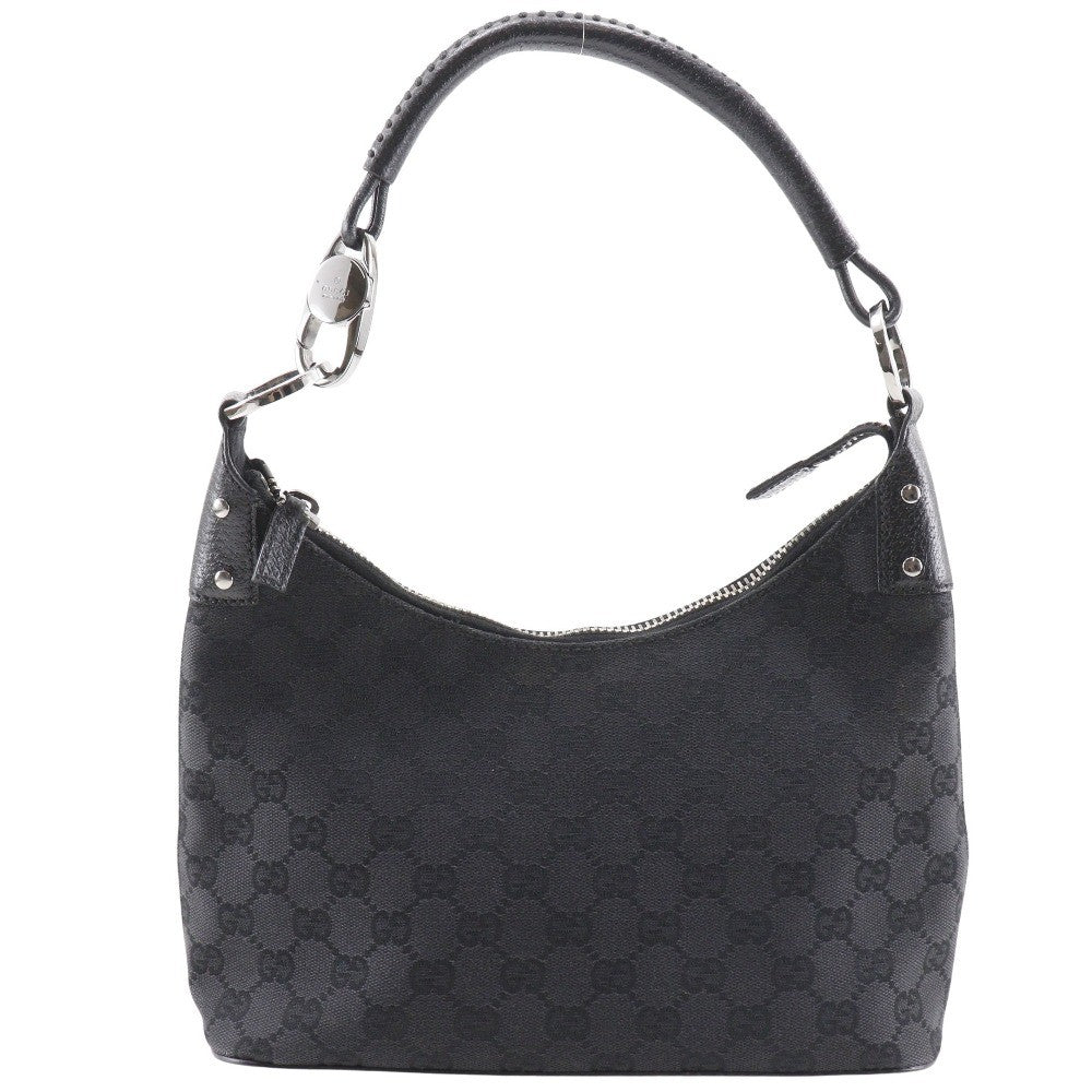 Gucci Ring Handle Zip Hobo GG Canvas, BLACK, CANVAS, Shoulder bag