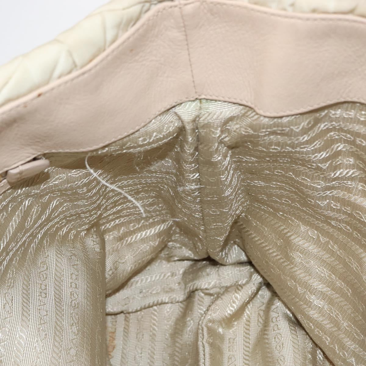 Prada Chain Front Zip Tote Quilted Tessuto, BEIGE, NYLON, Tote bag