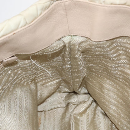 Prada Chain Front Zip Tote Quilted Tessuto, BEIGE, NYLON, Tote bag