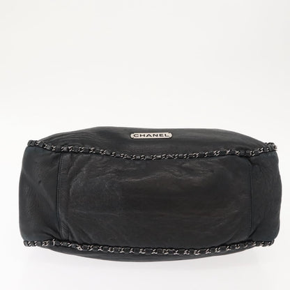 Chanel Vintage Chain Around Shoulder Bag Leather, BLACK, LEATHER, Shoulder bag