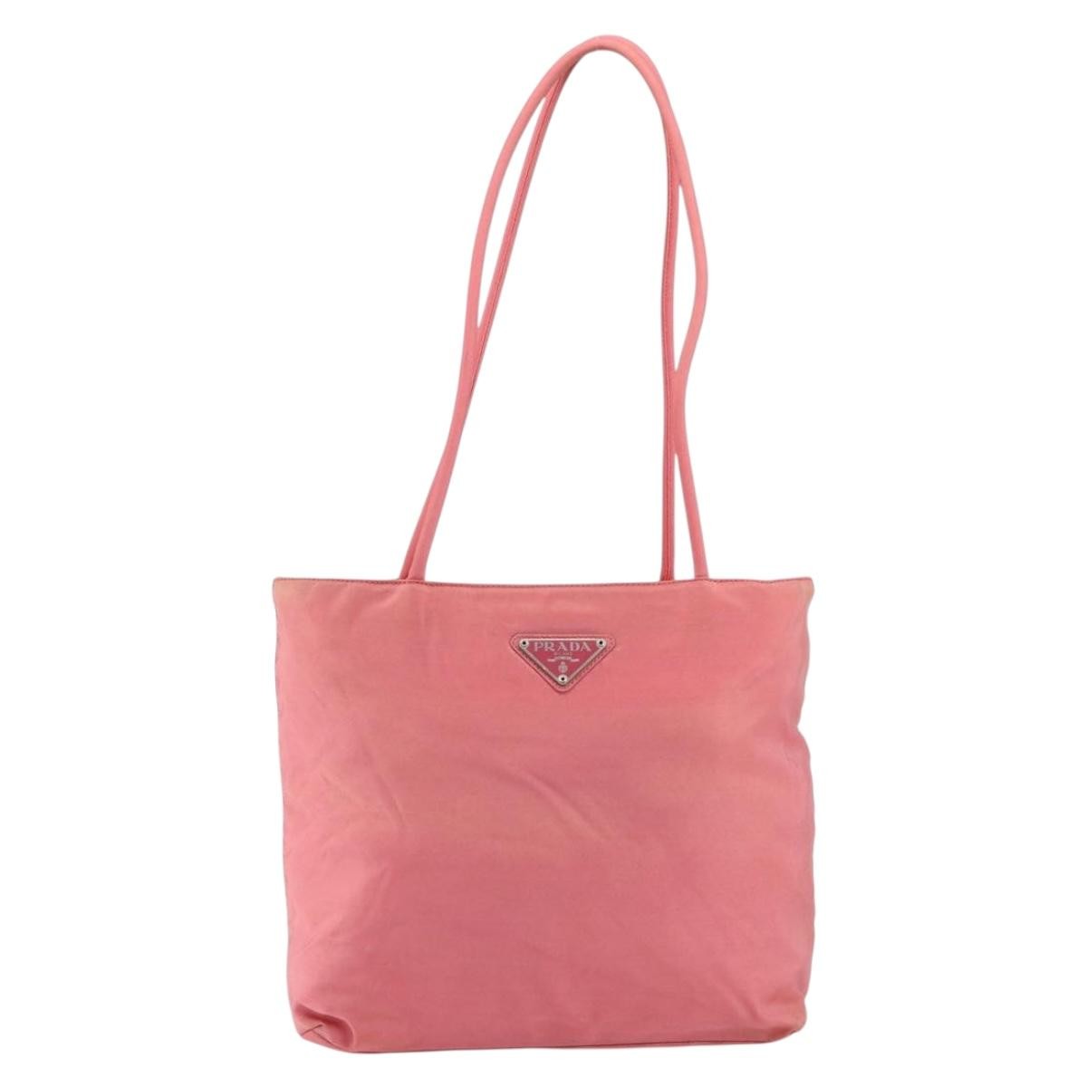 Prada Vintage Zip Tote Tessuto, PINK, NYLON, Tote bag
