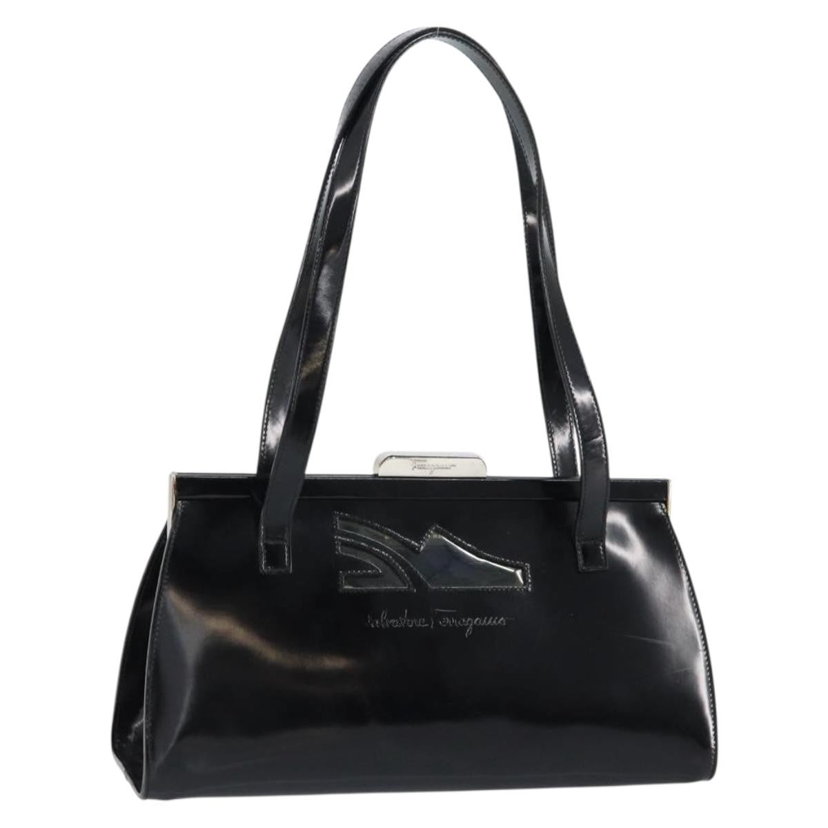 Salvatore Ferragamo Vintage Tote bag Patent Leather, BLACK, PATENT_LEATHER, Tote bag