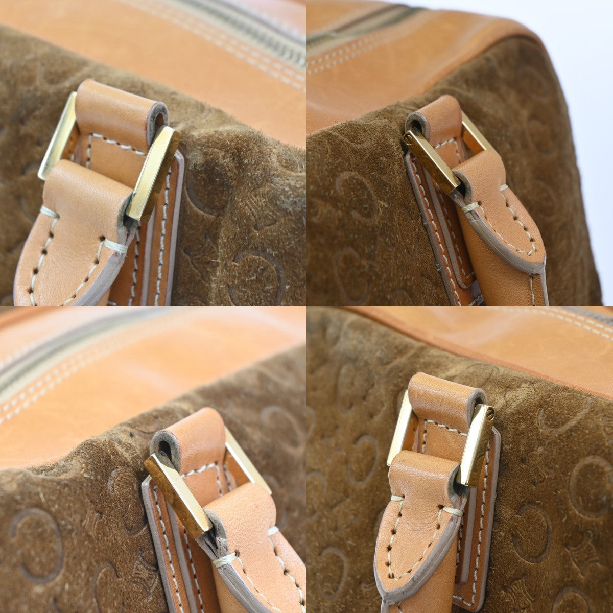 Celine C Macadam Handbag Suede and Leather, Brown, Suede, Handbag