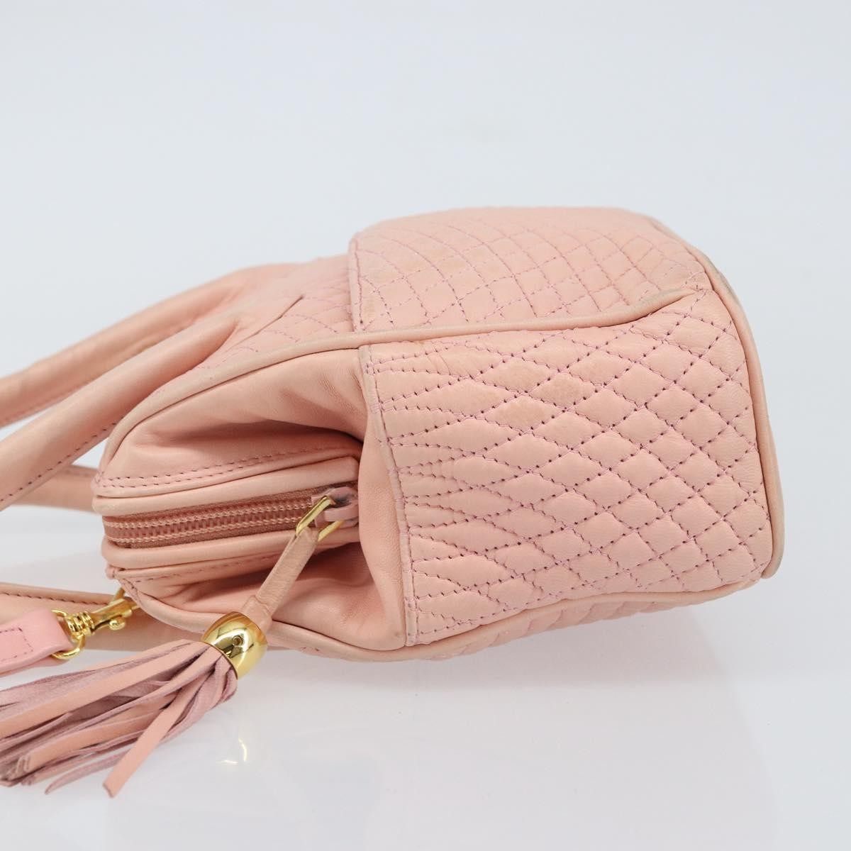 Bally Vintage Handbag Quilted Leather, PINK, LEATHER, Handbag
