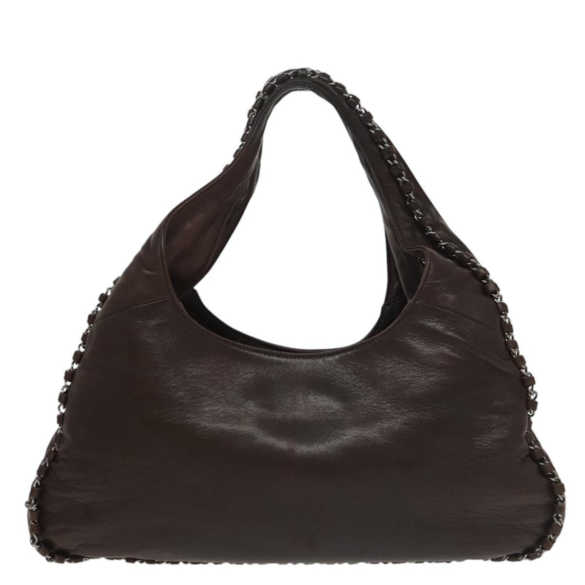 Chanel Vintage Chain Around Shoulder Bag Leather, BROWN, LEATHER, Shoulder bag