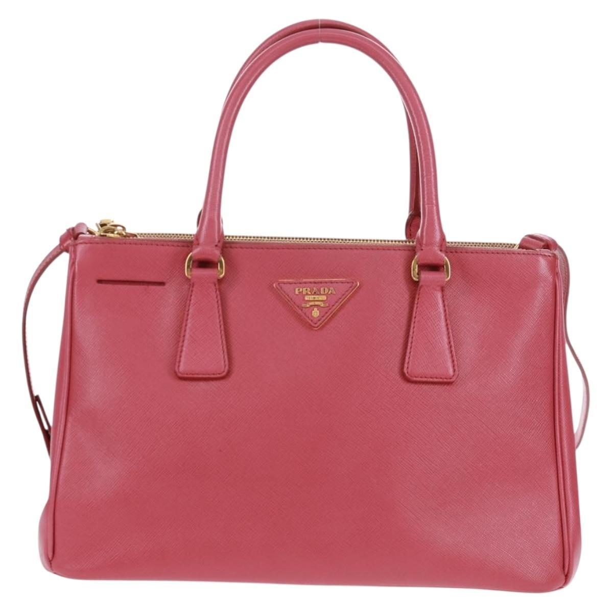 Prada Double Zip Lux Tote Saffiano Leather, Pink, Leather, Handbag