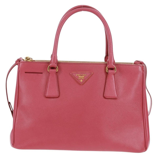Prada Double Zip Lux Tote Saffiano Leather, Pink, Leather, Handbag