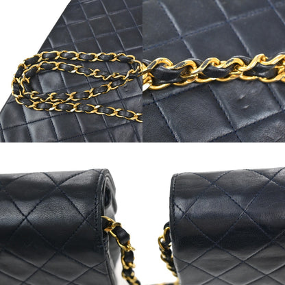 Chanel Vintage Flap Bag Leather, BLACK, LEATHER, Shoulder bag