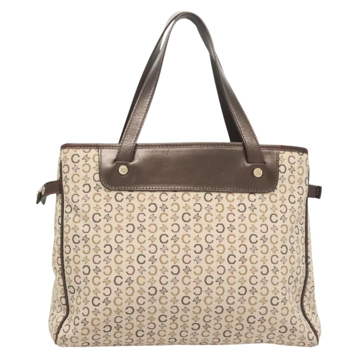 Celine Vintage Macadam Handbag Canvas, BEIGE, CANVAS, Handbag