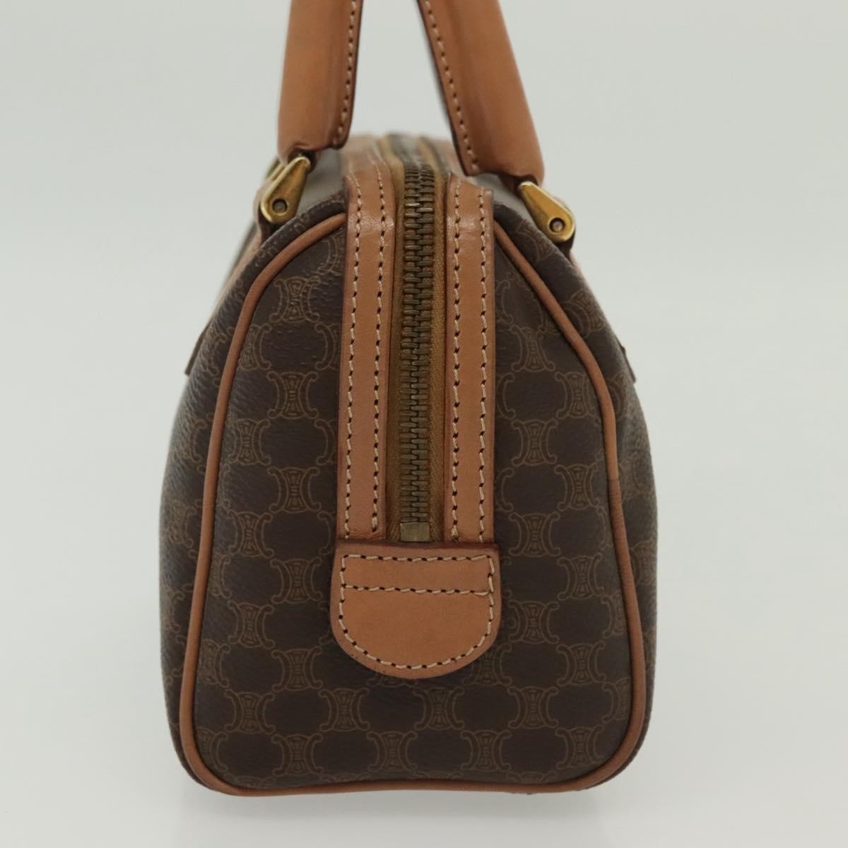 Celine Macadam Handbag Macadam with leather, BROWN, CANVAS, Handbag