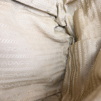 Prada Logo Convertible Tote Canvas with Leather, BROWN, CANVAS, Tote bag