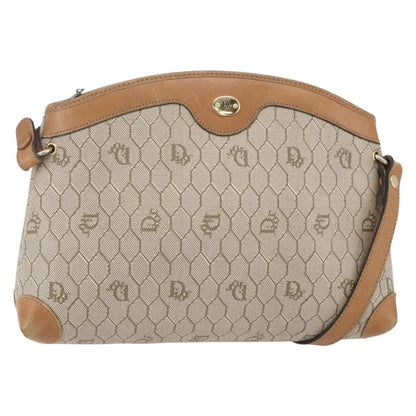 Christian Dior Vintage Honeycomb Shoulder Bag Canvas and Leather, BEIGE, CANVAS, Shoulder bag