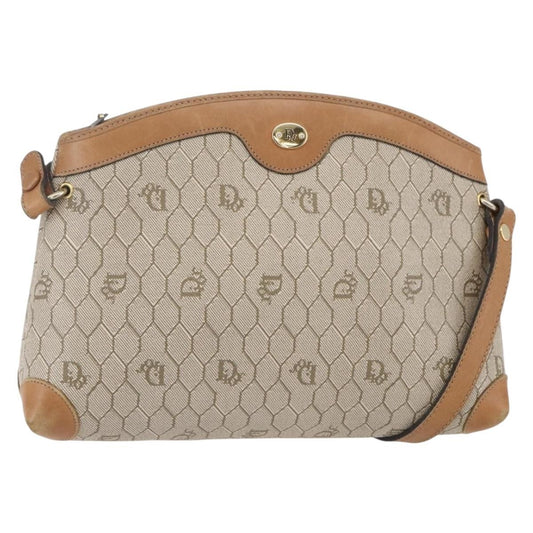 Christian Dior Vintage Honeycomb Shoulder Bag Canvas and Leather, BEIGE, CANVAS, Shoulder bag