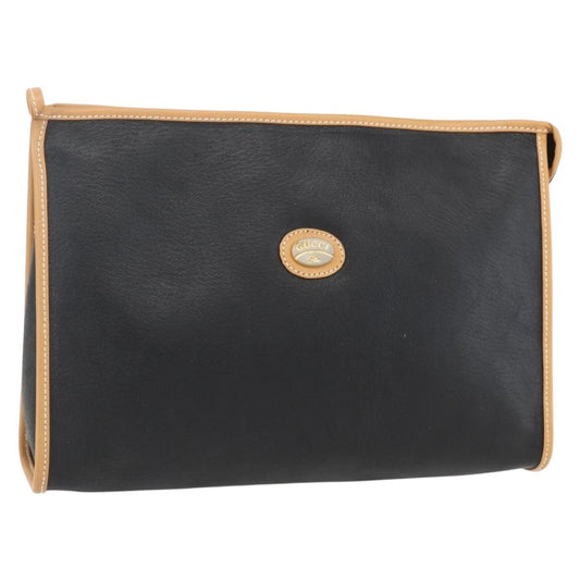 Gucci Zipped Pouch Leather, BLACK, LEATHER, Clutche & pouche