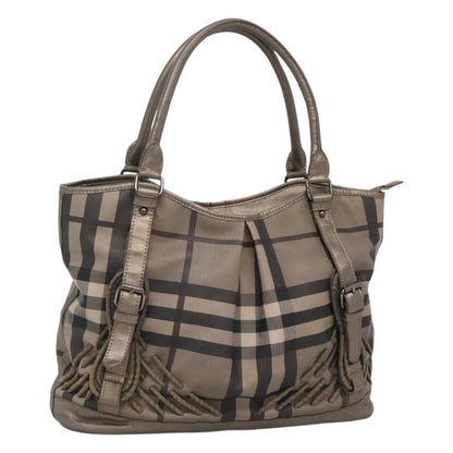 Burberry Nova Check Tote Canvas and Leather, GRAY, CANVAS, Tote bag