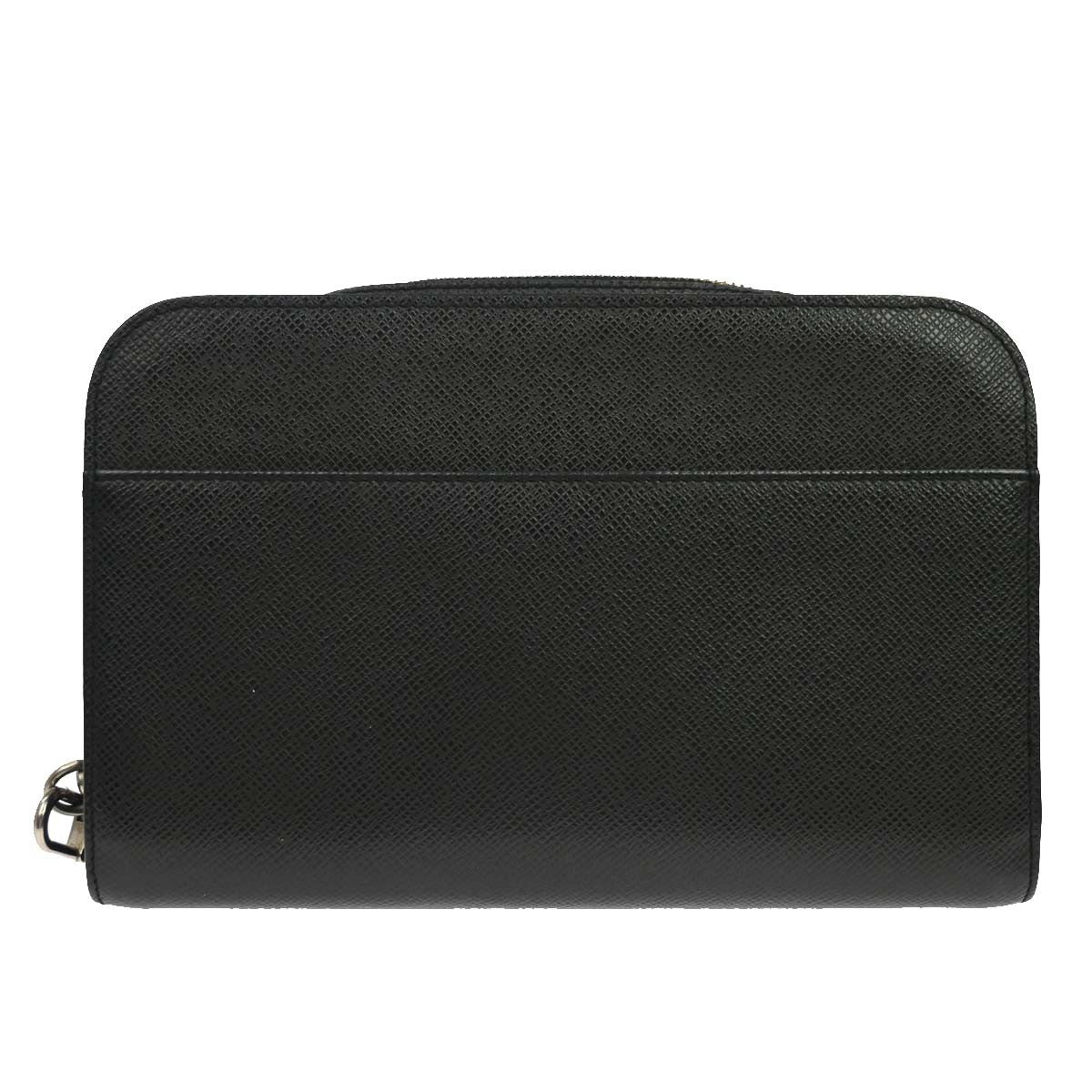Louis Vuitton Pochette Baikal Clutch Taiga Leather, Black, Leather, Clutch