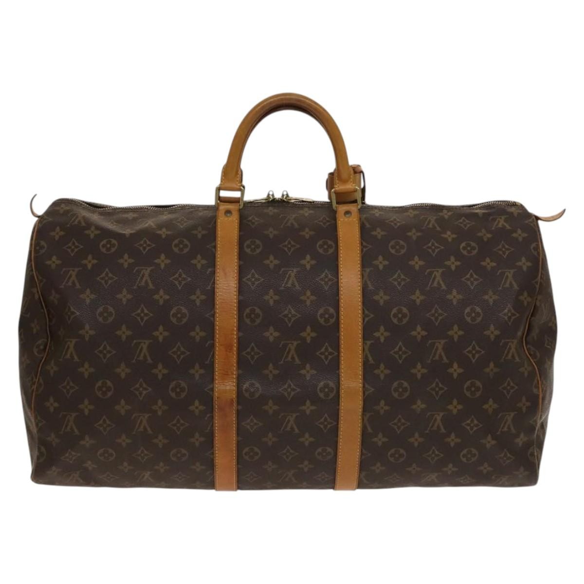 Louis Vuitton Keepall Bag Monogram Canvas, BROWN, CANVAS, Travel bag