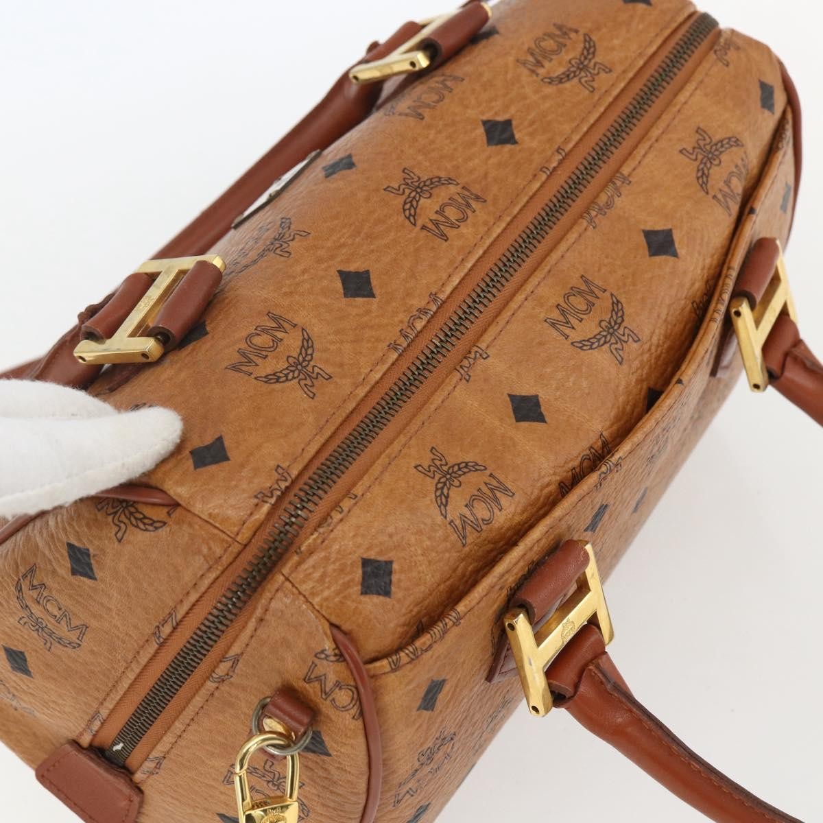MCM Visetos logogramme Handbag Canvas and Leather, BROWN, CANVAS, Handbag