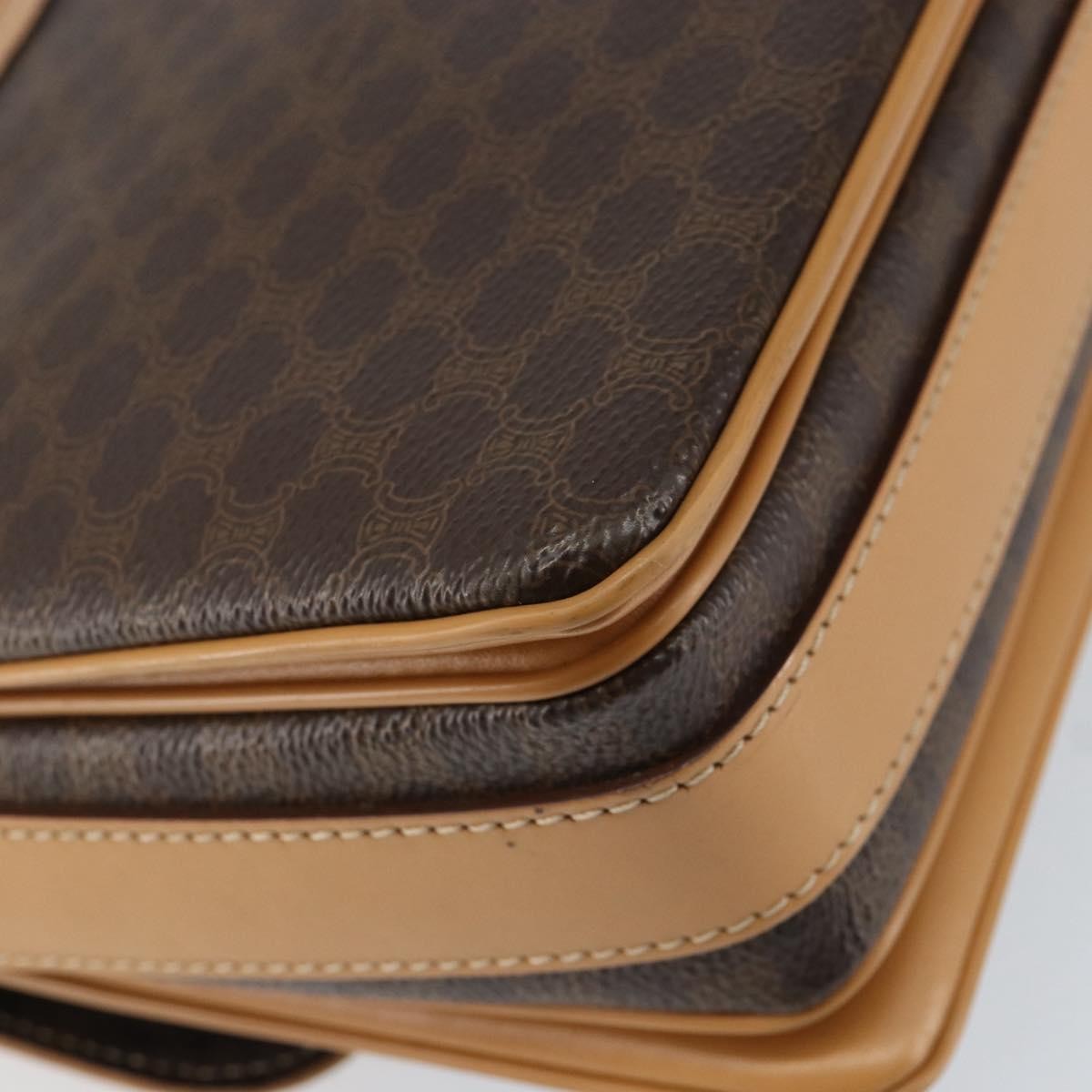 Celine Vintage Macadam Shoulder Bag Canvas and Leather, BROWN, CANVAS, Shoulder bag