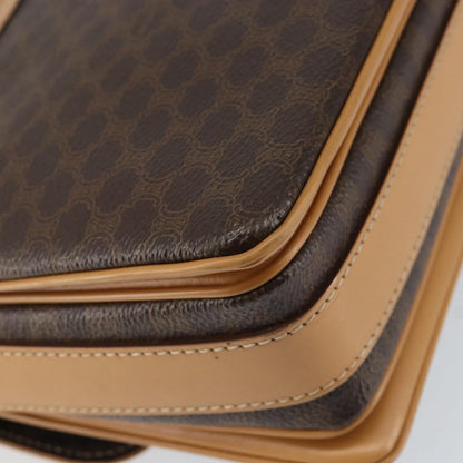 Celine Vintage Macadam Shoulder Bag Canvas and Leather, BROWN, CANVAS, Shoulder bag