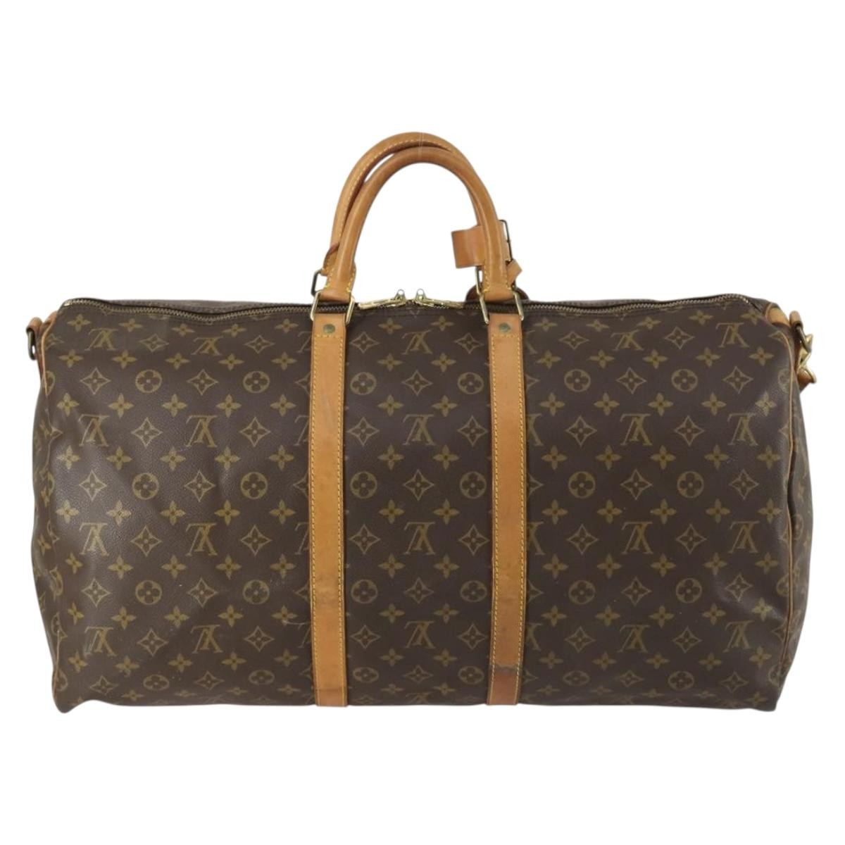 Louis Vuitton Keepall Bandouliere Bag Monogram Canvas, BROWN, CANVAS, Travel bag