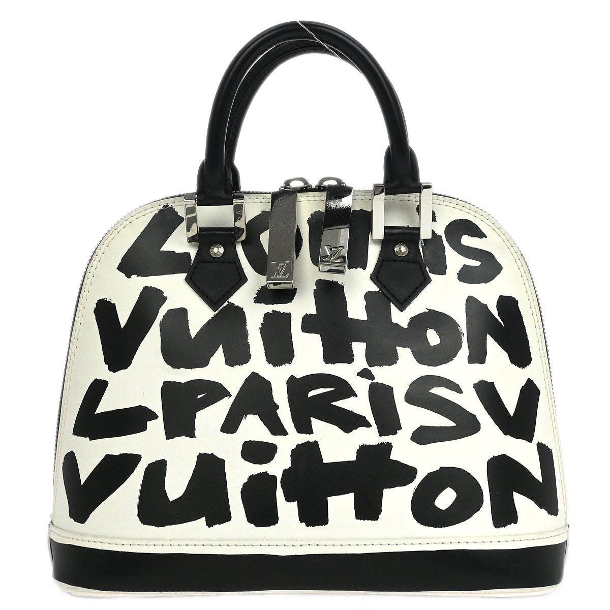 Louis Vuitton Alma Handbag Limited Edition Graffiti Leather, BLACK, LEATHER, Handbag