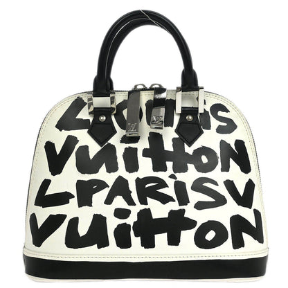 Louis Vuitton Alma Handbag Limited Edition Graffiti Leather, BLACK, LEATHER, Handbag