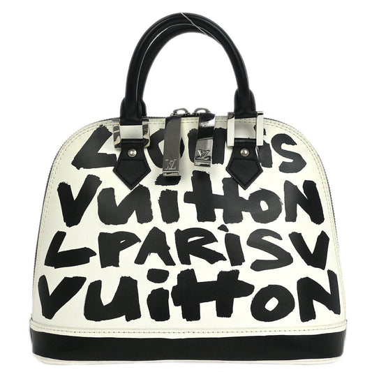 Louis Vuitton Alma Handbag Limited Edition Graffiti Leather, BLACK, LEATHER, Handbag