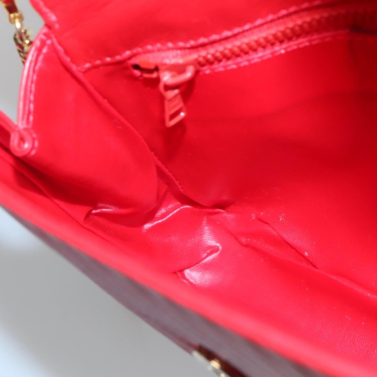 Celine Chain Shoulder Bag Leather, RED, LEATHER, Shoulder bag