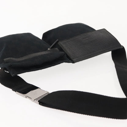 Gucci Vintage Double Belt Bag GG Canvas with Leather, BLACK, CANVAS, Shoulder bag