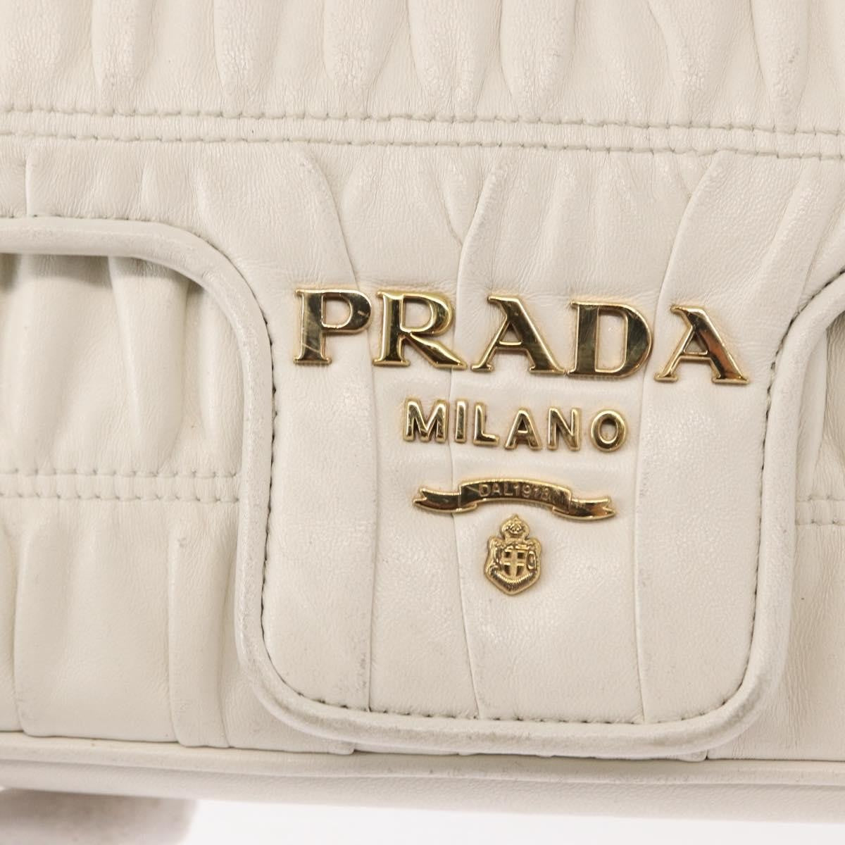 Prada Chain Flap Shoulder Bag Nappa Gaufre, WHITE, LEATHER, Shoulder bag